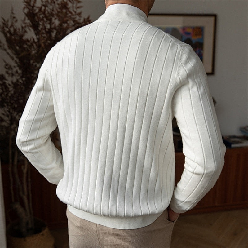 Vincent | Ribbad V-ringad Knapp Cardigan