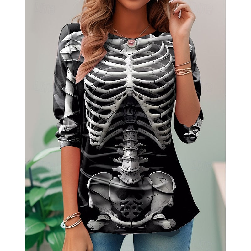 Iris | Halloween Skelett Långärmad Topp