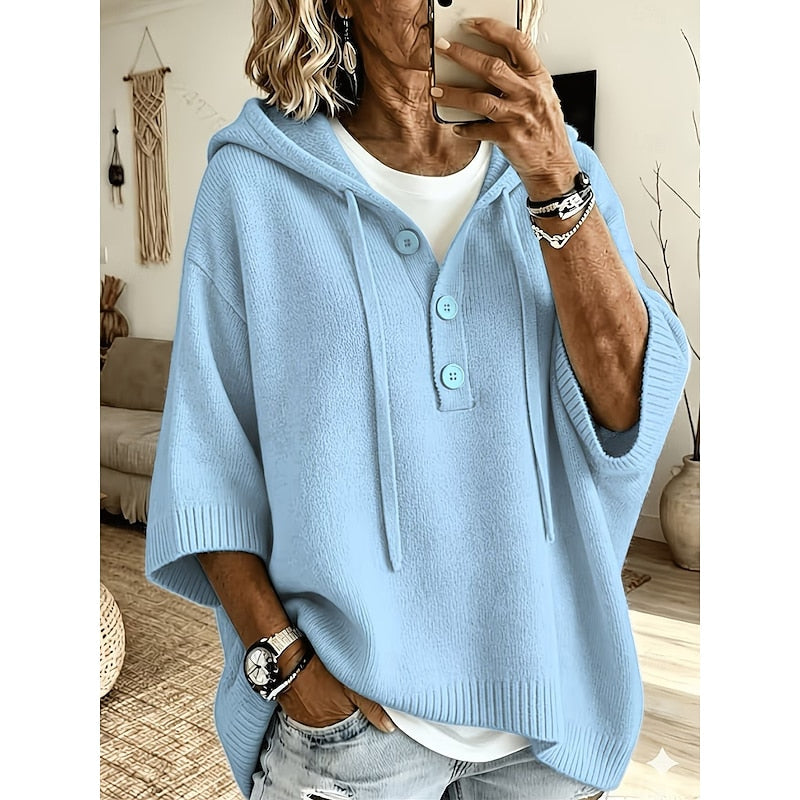Brooklyn | Avslappnad Hoodie Stickad Tröja