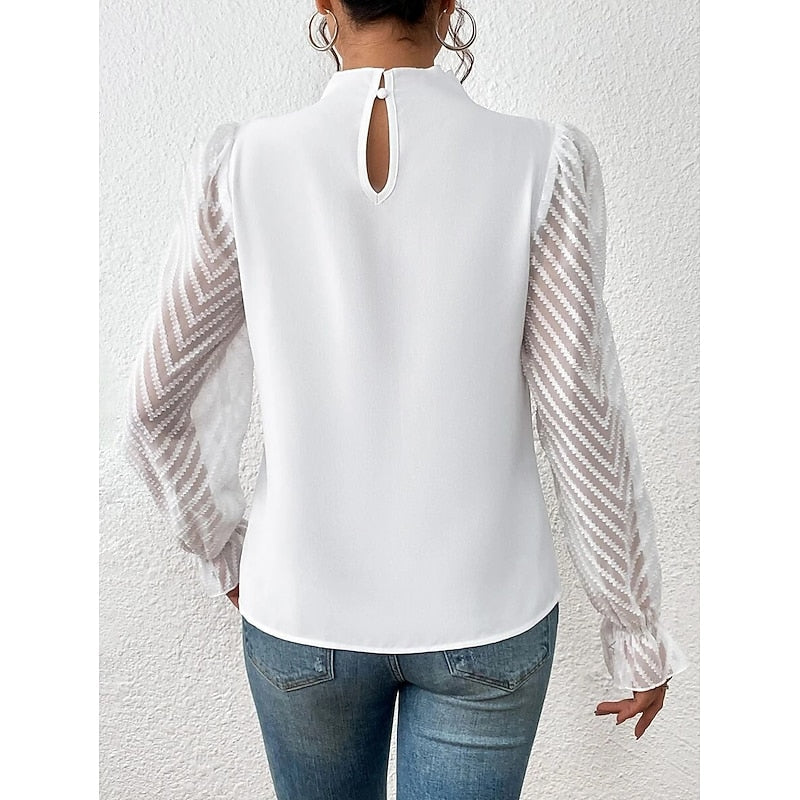 Elspeth | Elegant Blus med Hög Krage