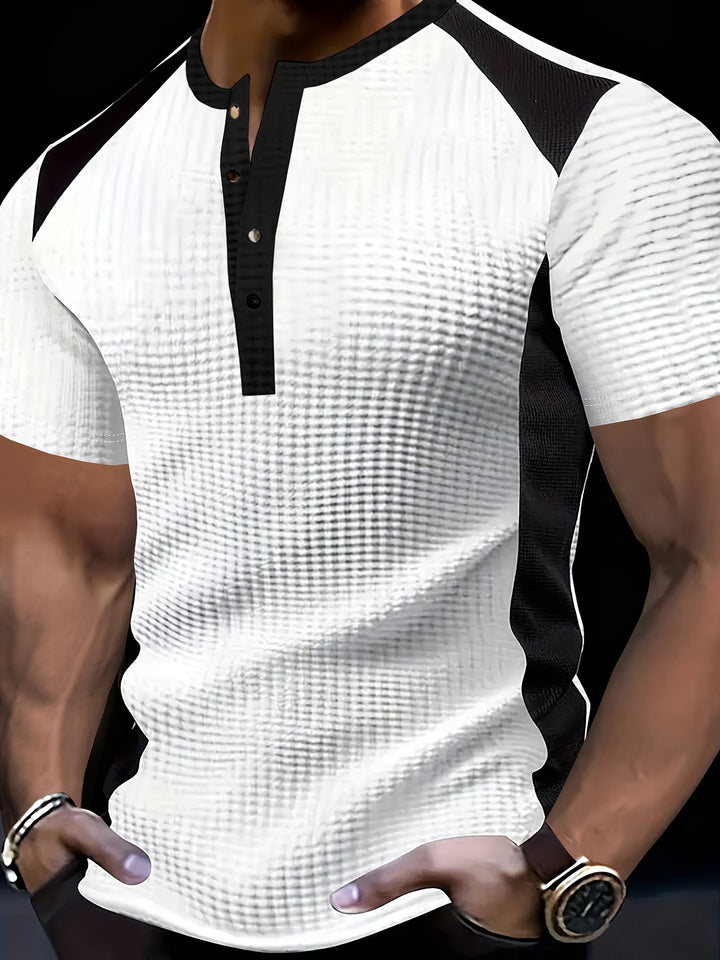 Everett | Texturerad Kontrast Henley Skjorta