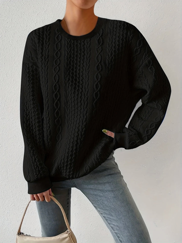 Joyce | Texturerad Kabelstickad Sweatshirt