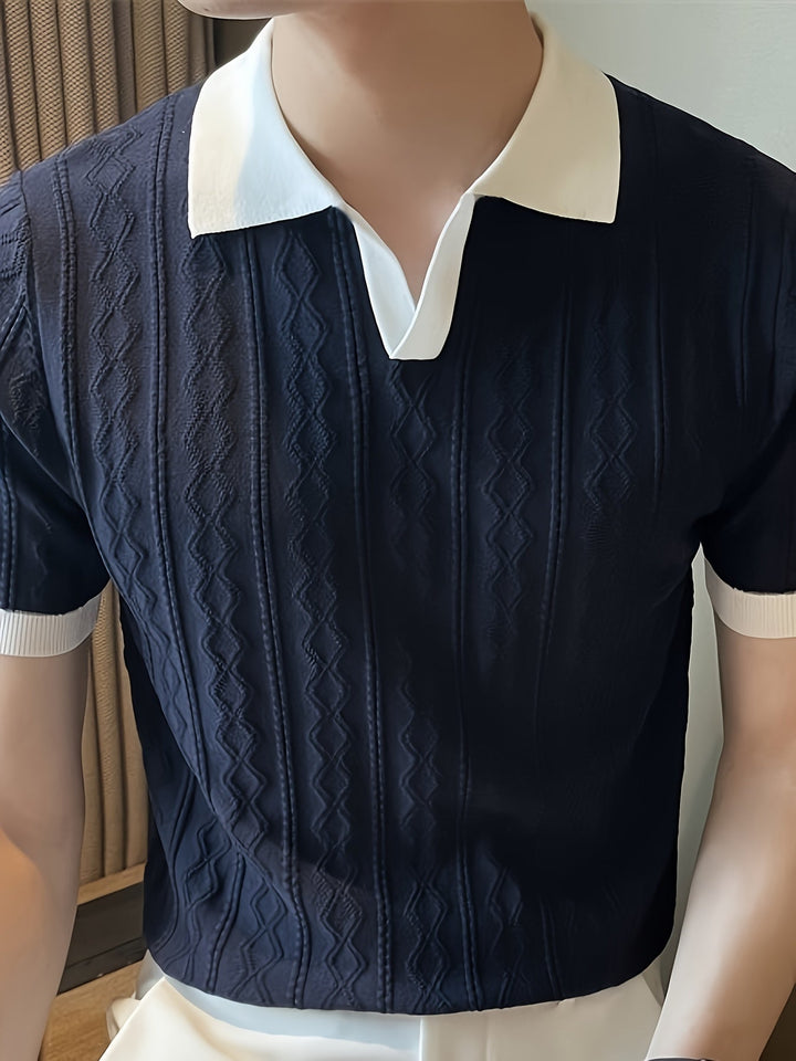Barrett | Texturerad Polo med Kontrastkrage
