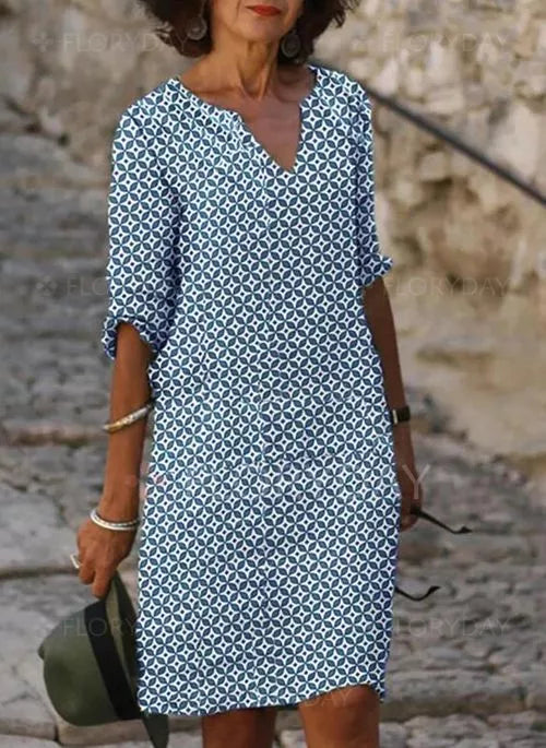 Celia | Vintage Split-Neck Sommarklänning