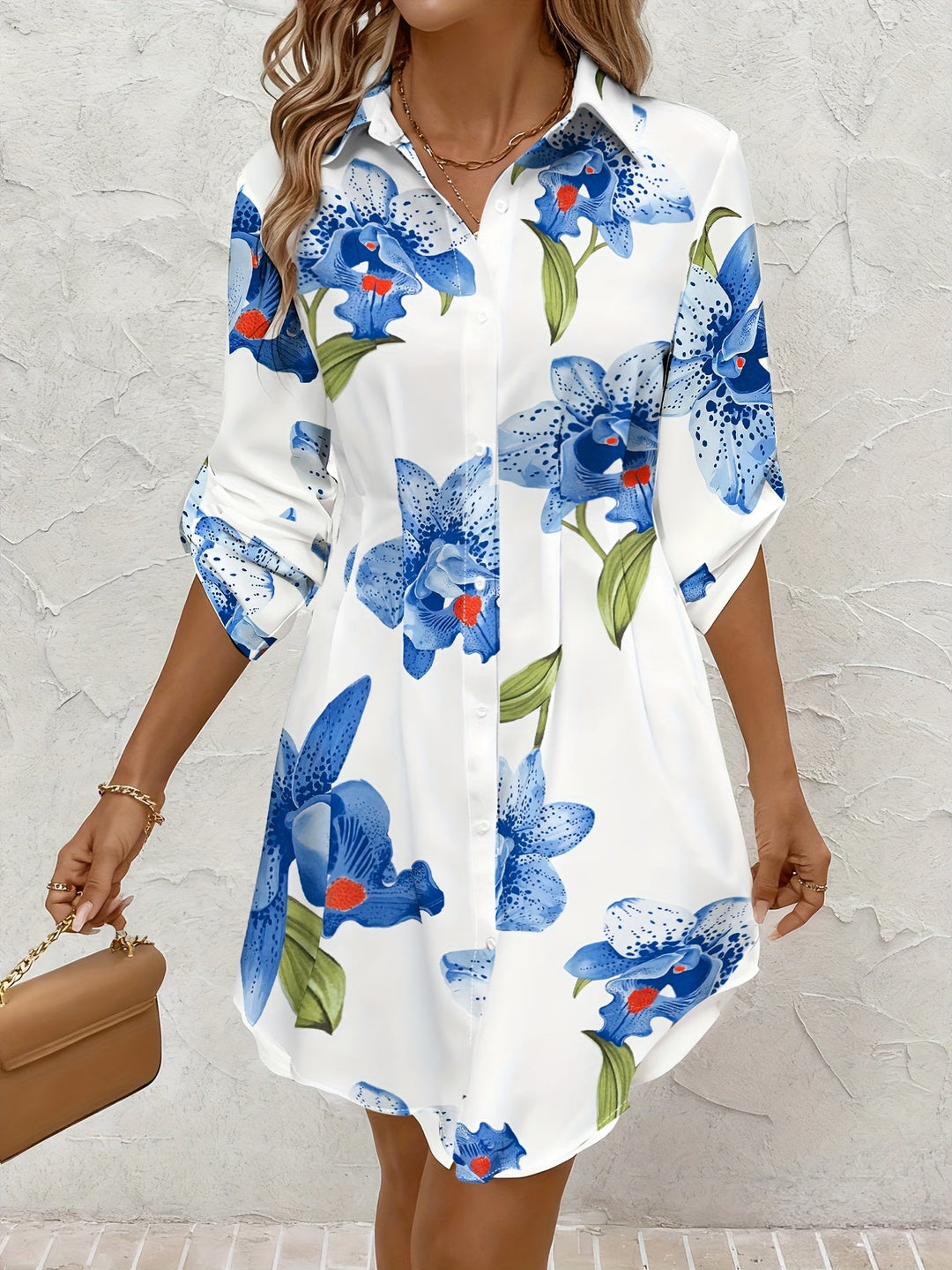 Josie | Blommig Knappframskjorta Klänning