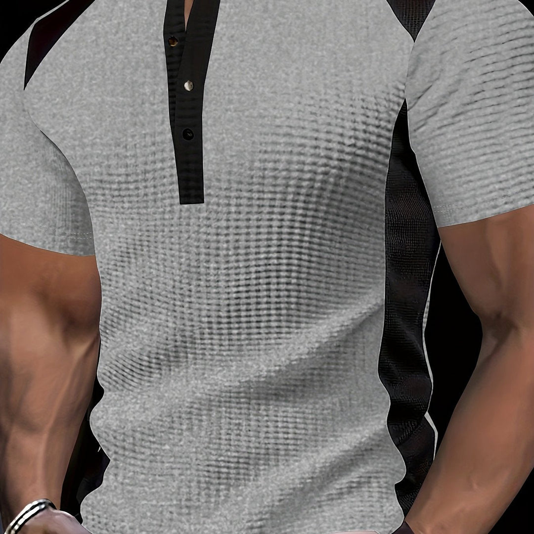 Everett | Texturerad Kontrast Henley Skjorta