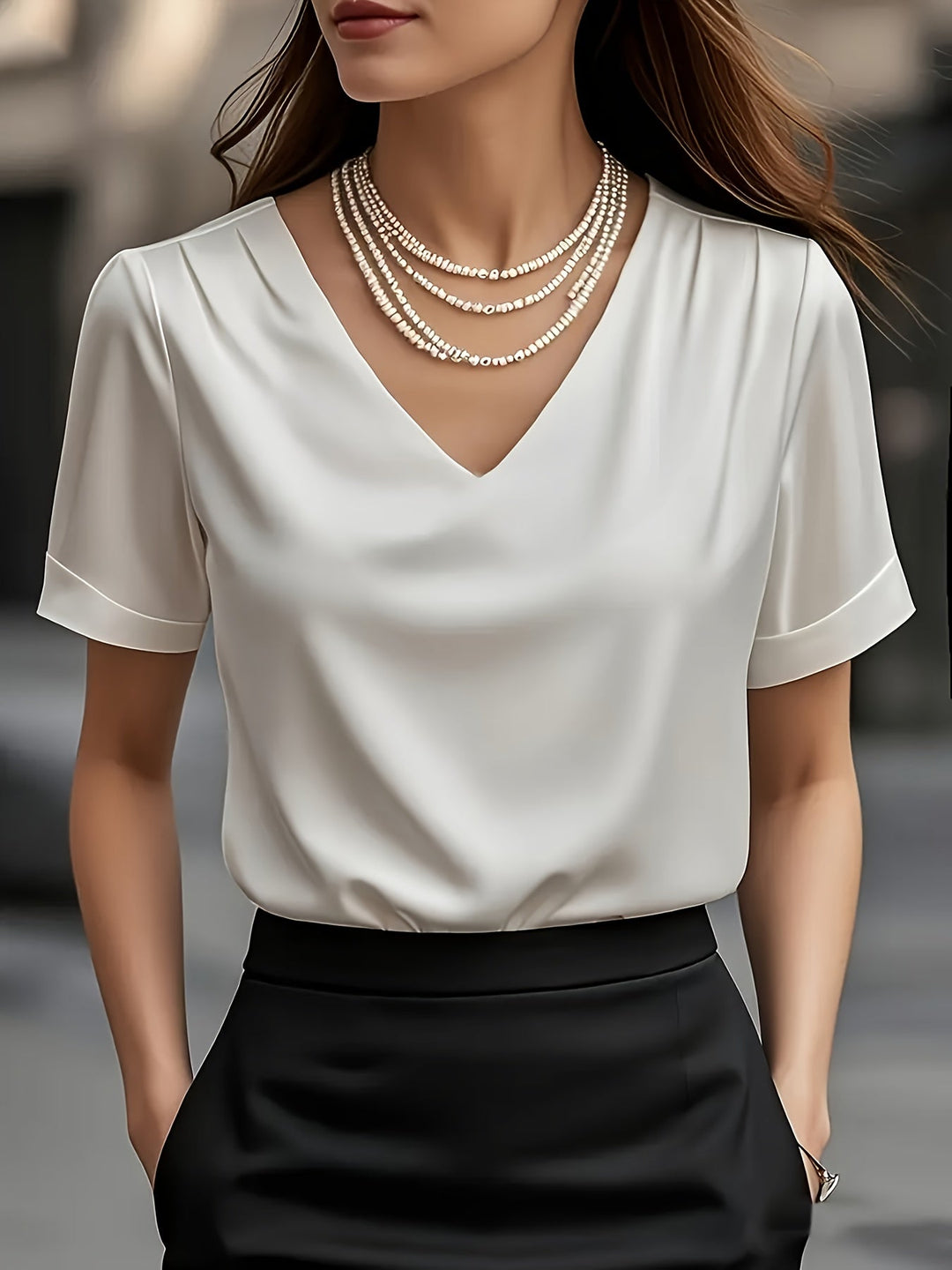 Estelle | Draperad V-ringad Blus