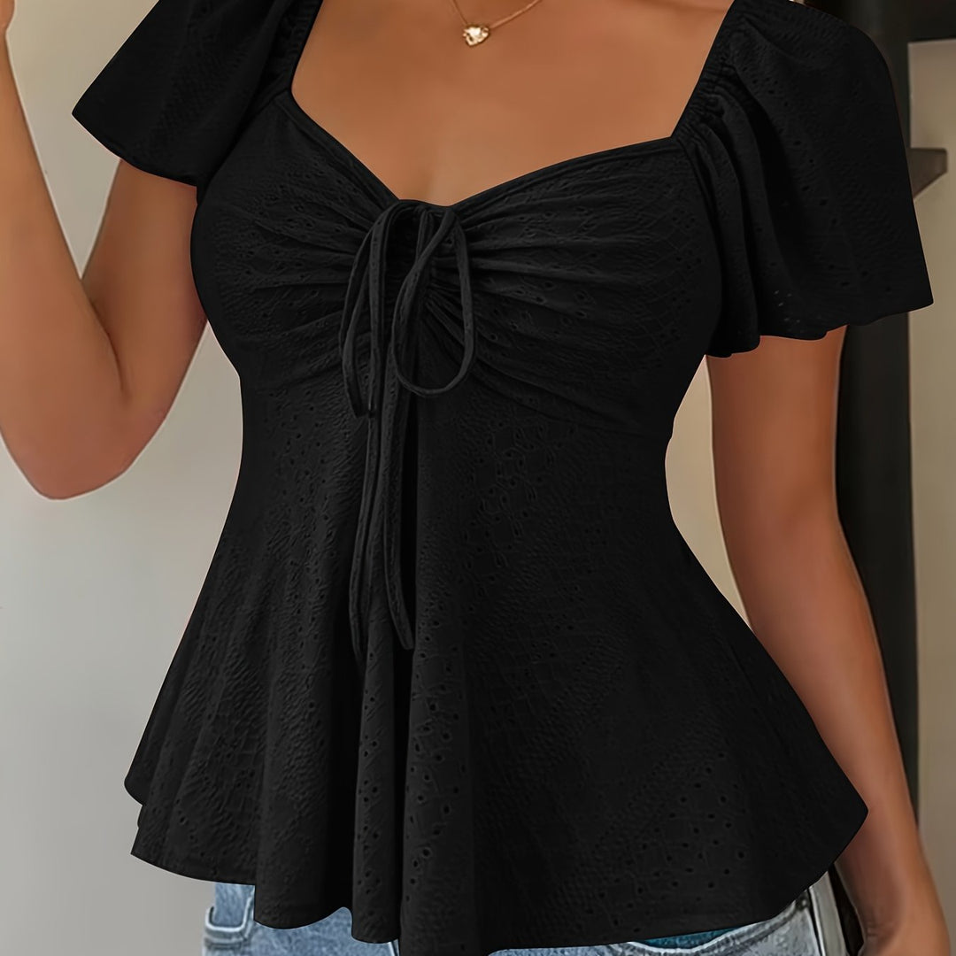 Josephine | Flutter-sleeve Peplum Top