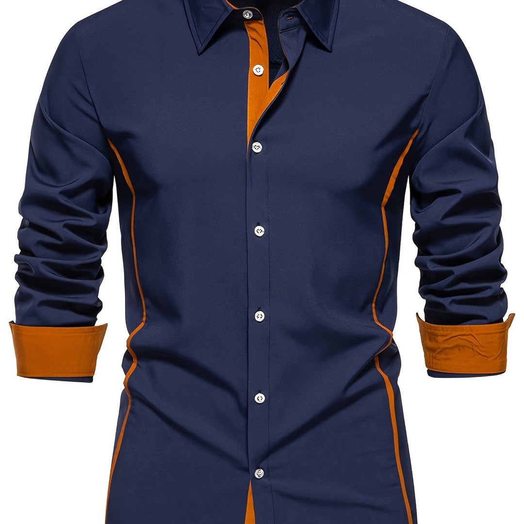 Anthony | Kontrast Trim Button-Up Skjorta