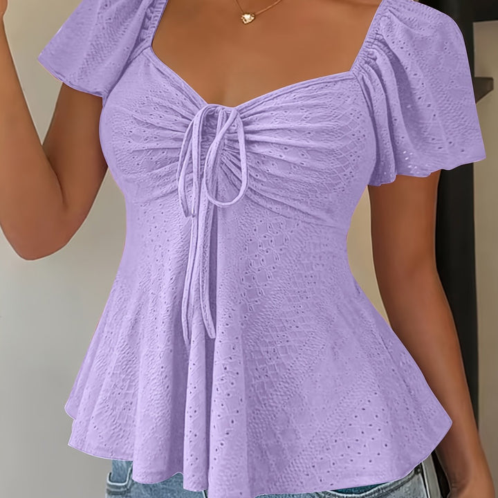 Josephine | Flutter-sleeve Peplum Top