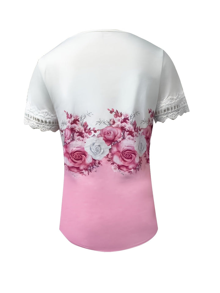 Constance | Blus med spetsdetaljer och blommönster