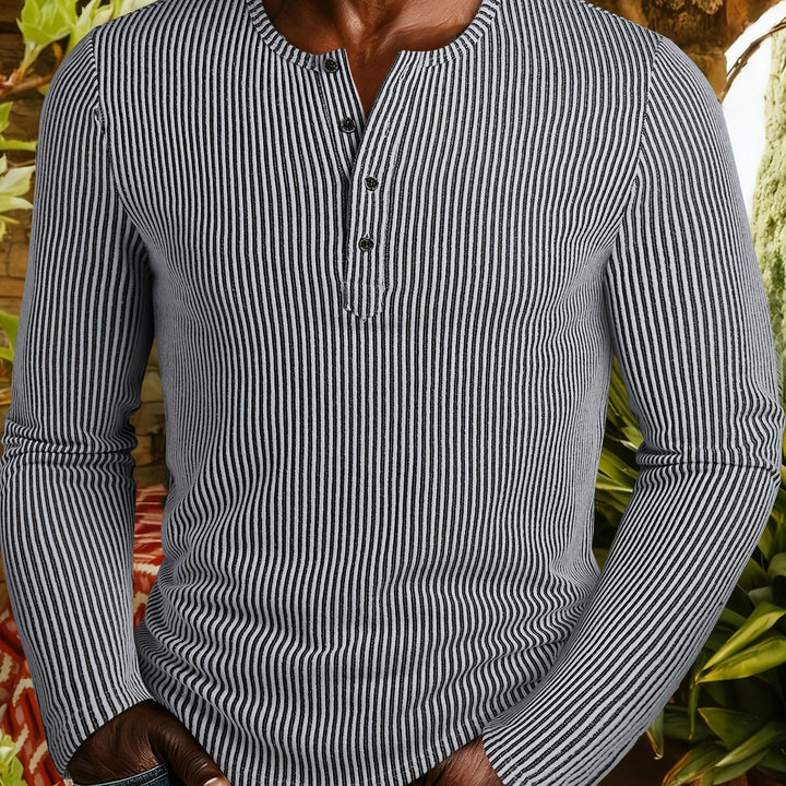 Griffin | Texturerad Ribbad Henley Skjorta