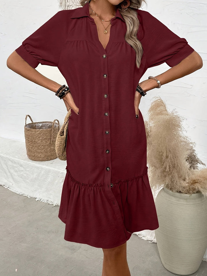 Maevelle | Knäppt Boho Midi Klänning