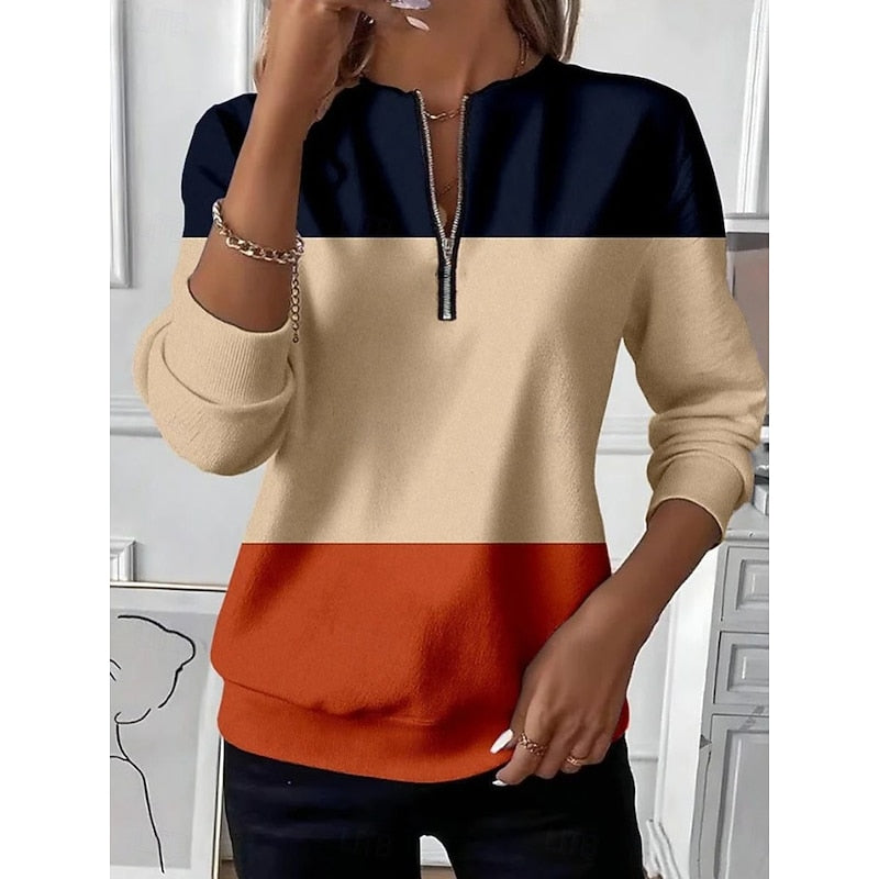 Annabel | Halvdraget Färgblock Sweatshirt