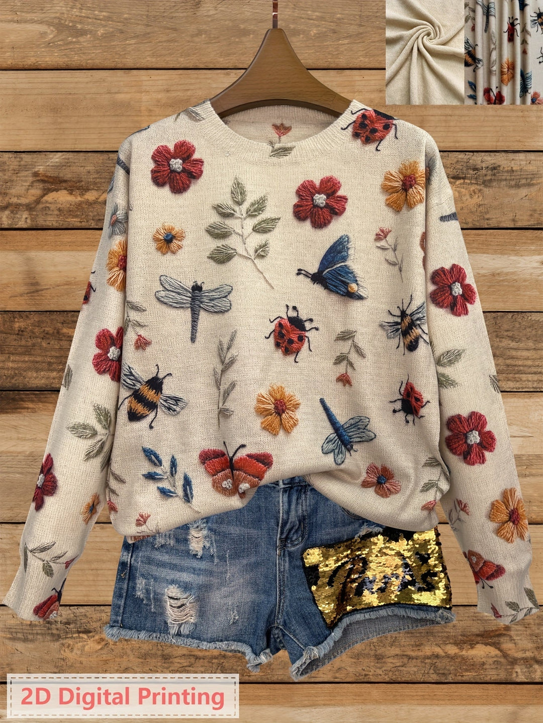 Elsie | Botanisk Tryckt Crewneck Tröja