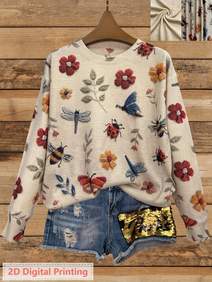 Elsie | Botanisk Tryckt Crewneck Tröja