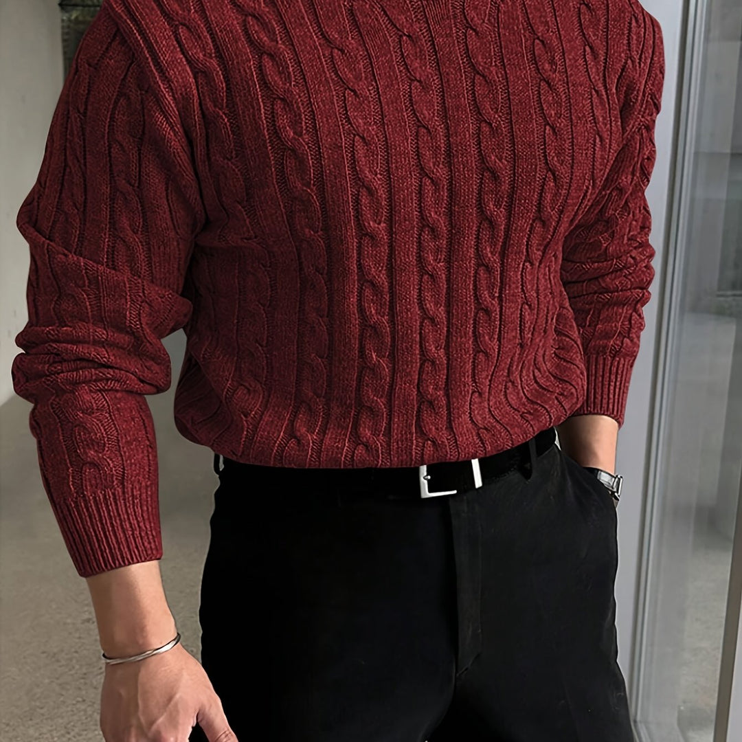 Jonas | Kabelstickad Crew Neck Tröja