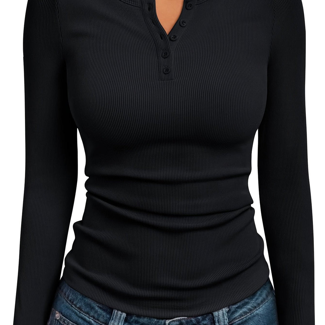 Ivy | Fitted Button Henley Top
