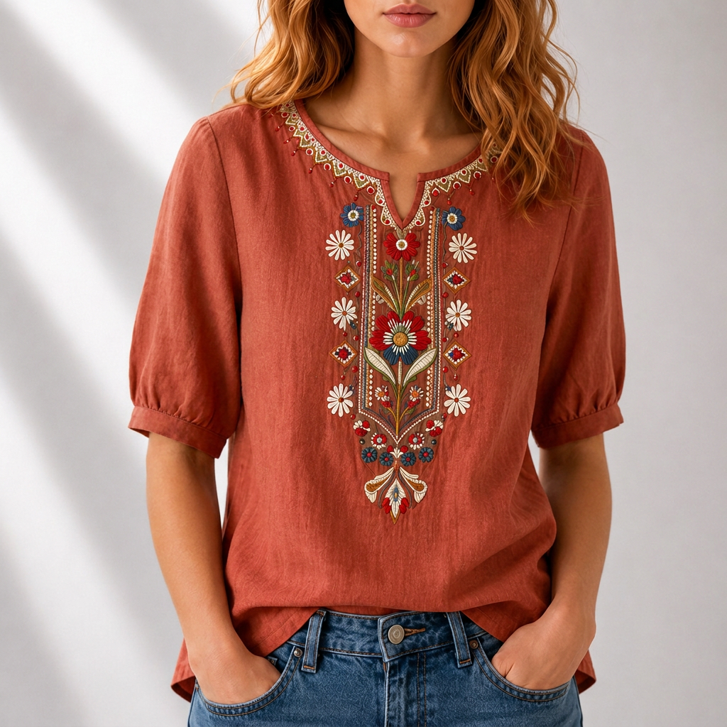 Lucia | Blommönstrad Broderad Blus