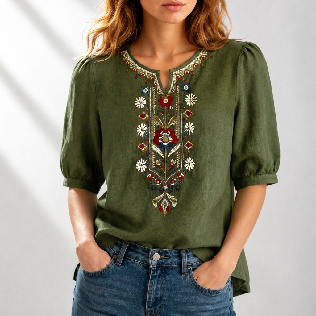 Lucia | Blommönstrad Broderad Blus
