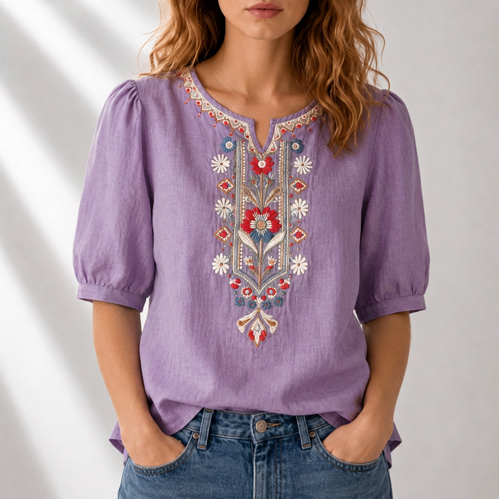 Lucia | Blommönstrad Broderad Blus
