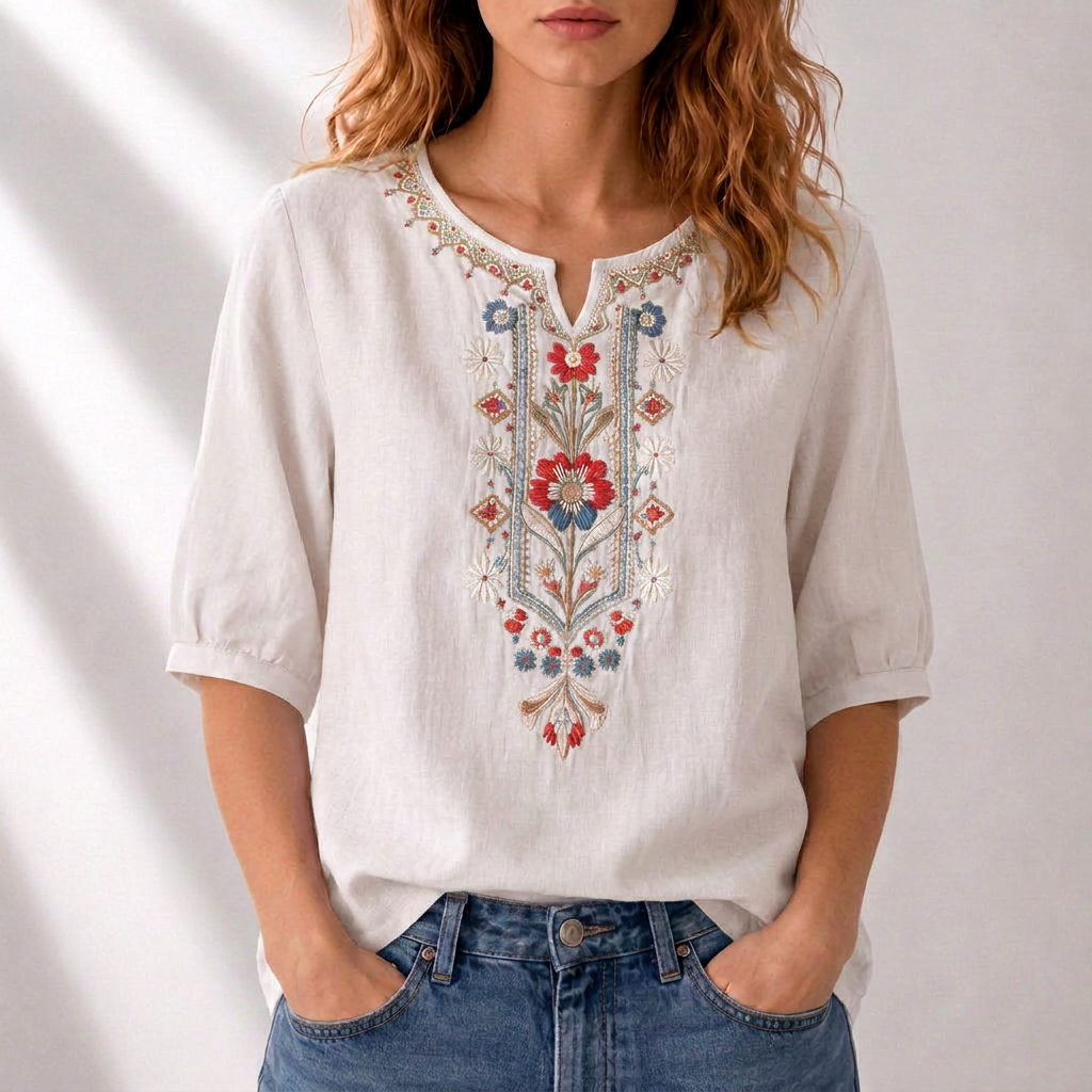 Lucia | Blommönstrad Broderad Blus