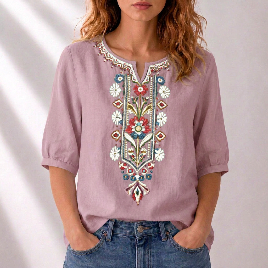 Lucia | Blommönstrad Broderad Blus
