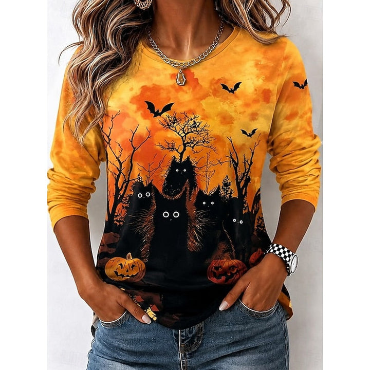 Höst | Halloween Häxa Grafik Långärmad Topp