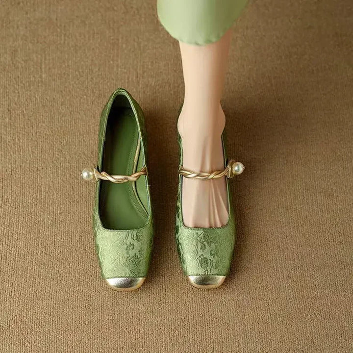 Camille | Vintage Flätad Pärlremsskor