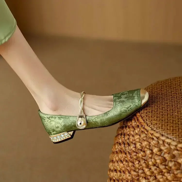 Camille | Vintage Flätad Pärlremsskor