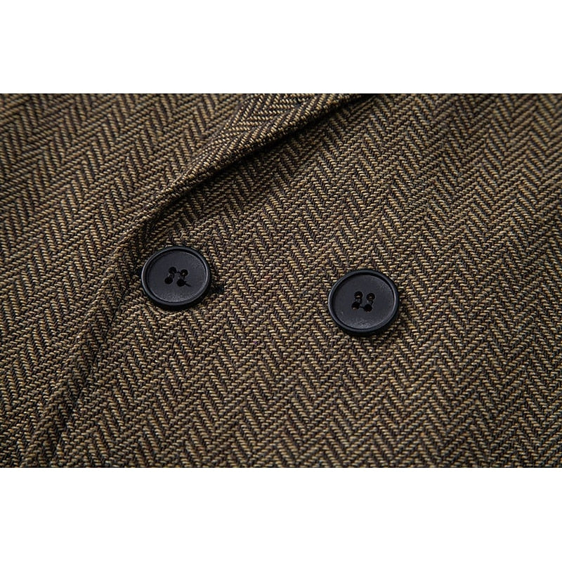 Bennett | Dubbelknäppt Herringbone Västar