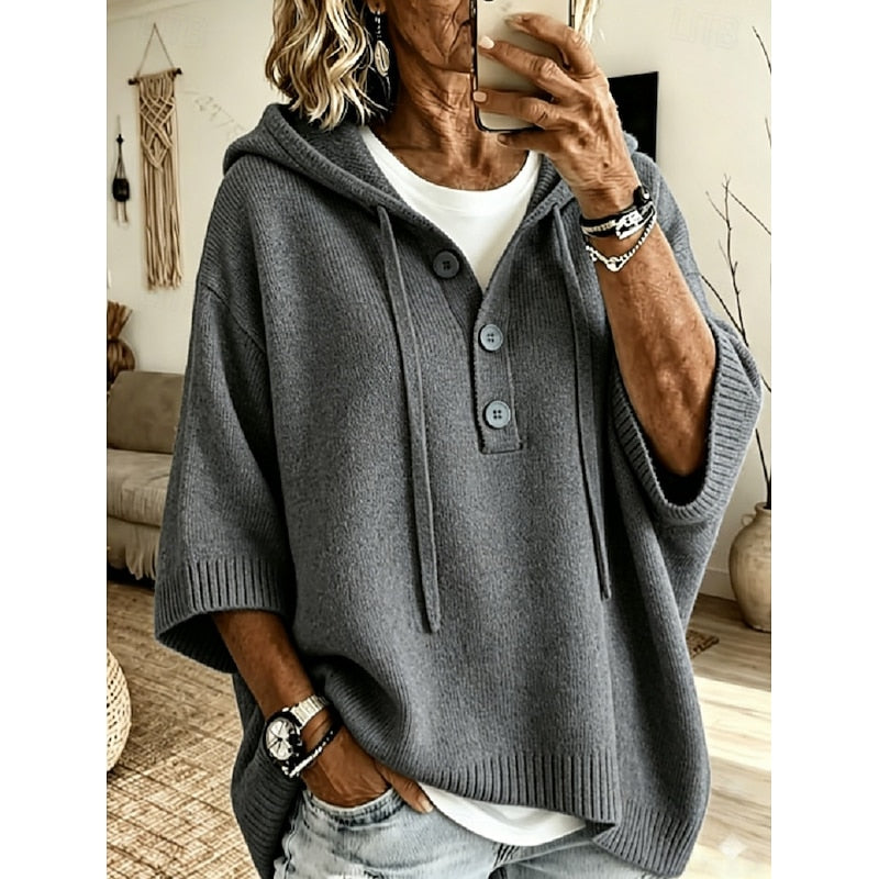 Brooklyn | Avslappnad Hoodie Stickad Tröja