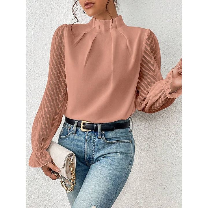 Elspeth | Elegant Blus med Hög Krage