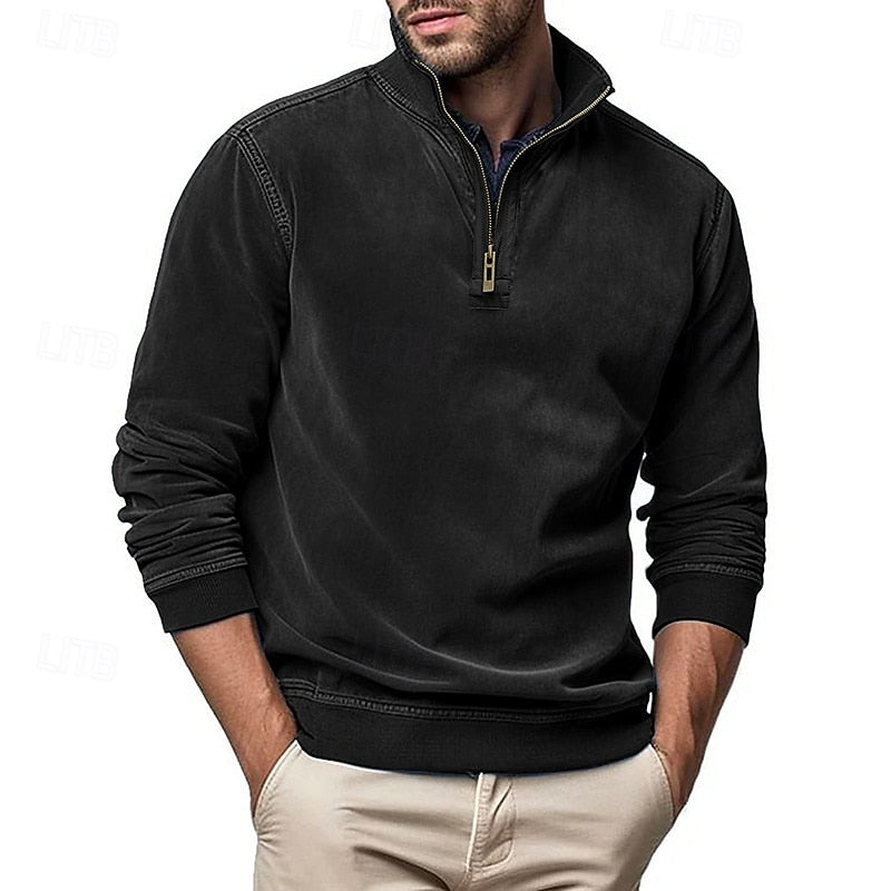 Caleb | Kvartdraget Ståkrage Sweatshirt