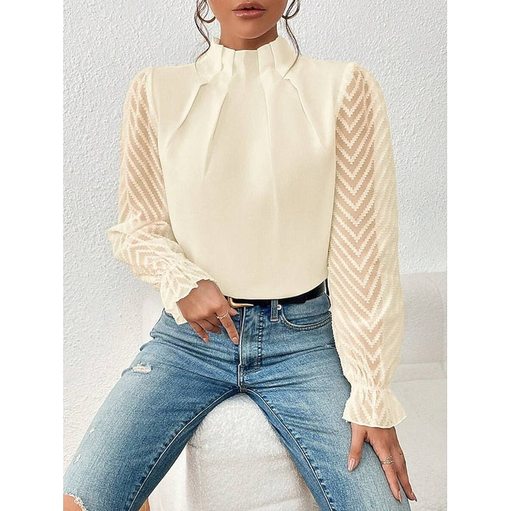 Elspeth | Elegant Blus med Hög Krage
