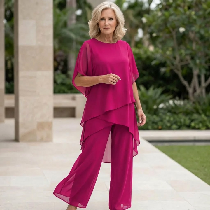 Valeria | Elegant Draped Palazzo Byxor Set