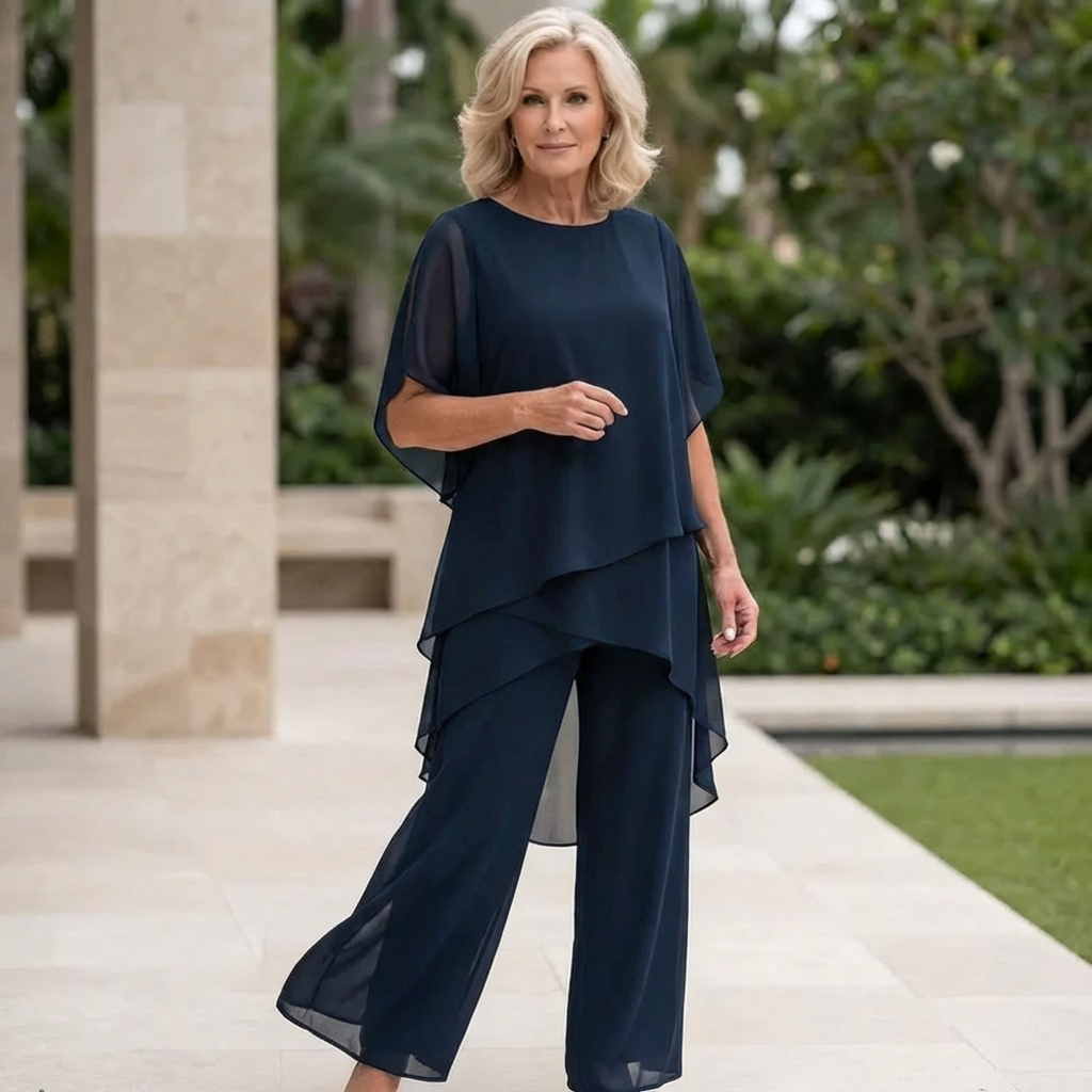 Valeria | Elegant Draped Palazzo Byxor Set
