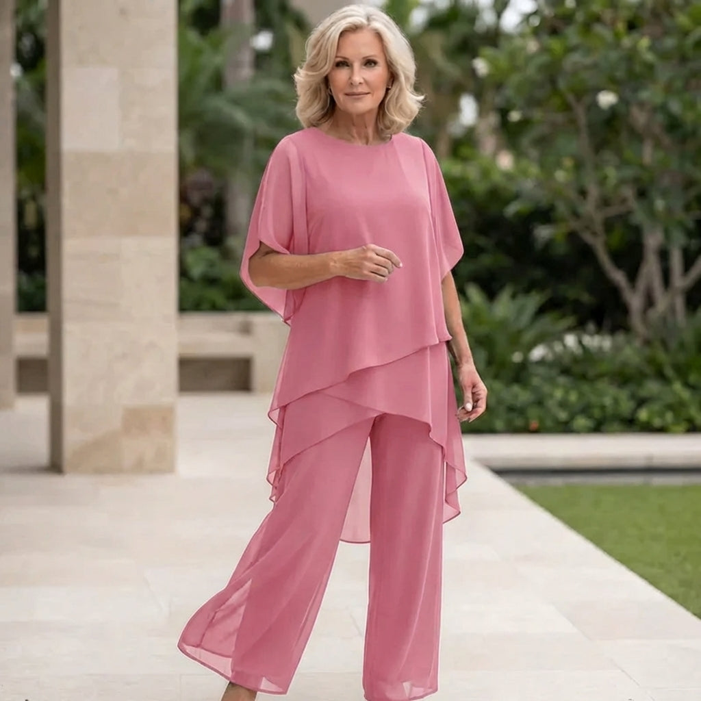Valeria | Elegant Draped Palazzo Byxor Set