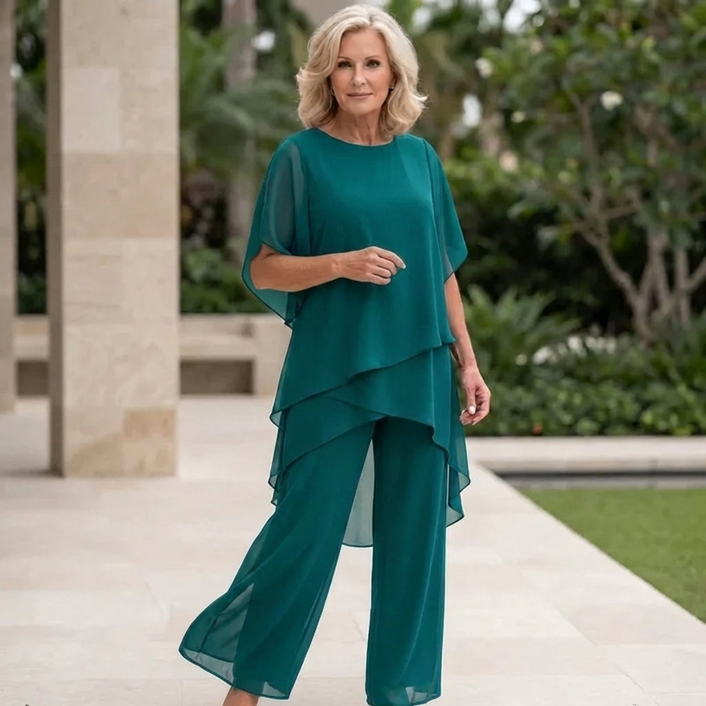 Valeria | Elegant Draped Palazzo Byxor Set