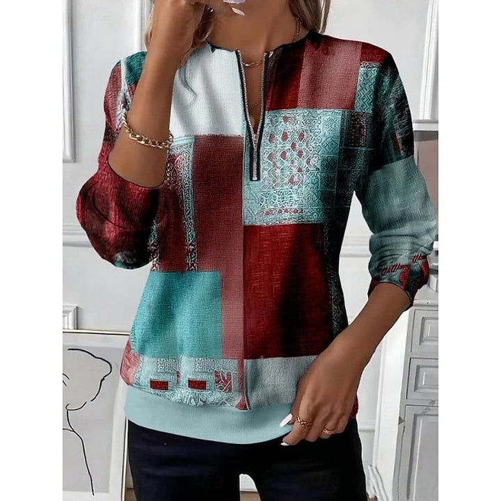 Annabel | Halvdraget Färgblock Sweatshirt