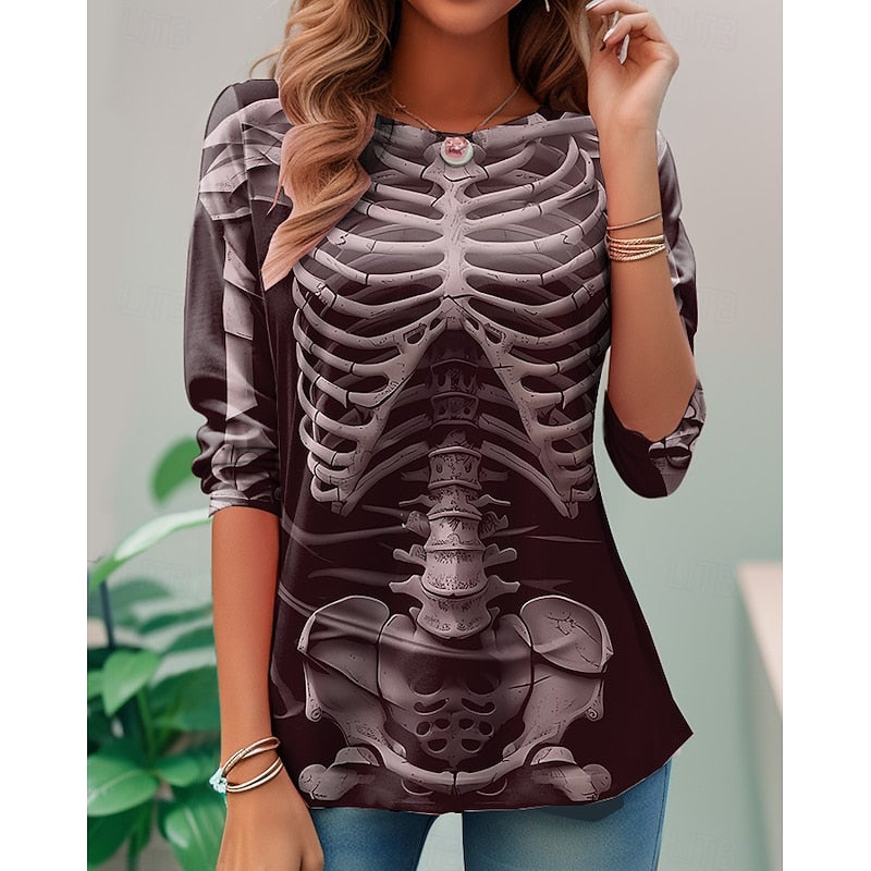 Iris | Halloween Skelett Långärmad Topp