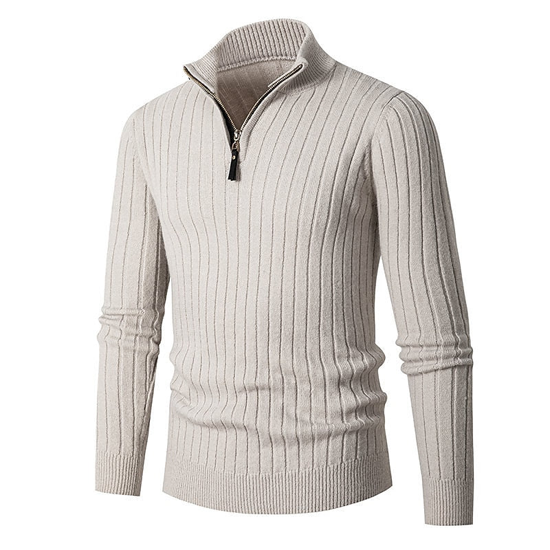 Gavin | Ribbade Kvartzip-Sweater