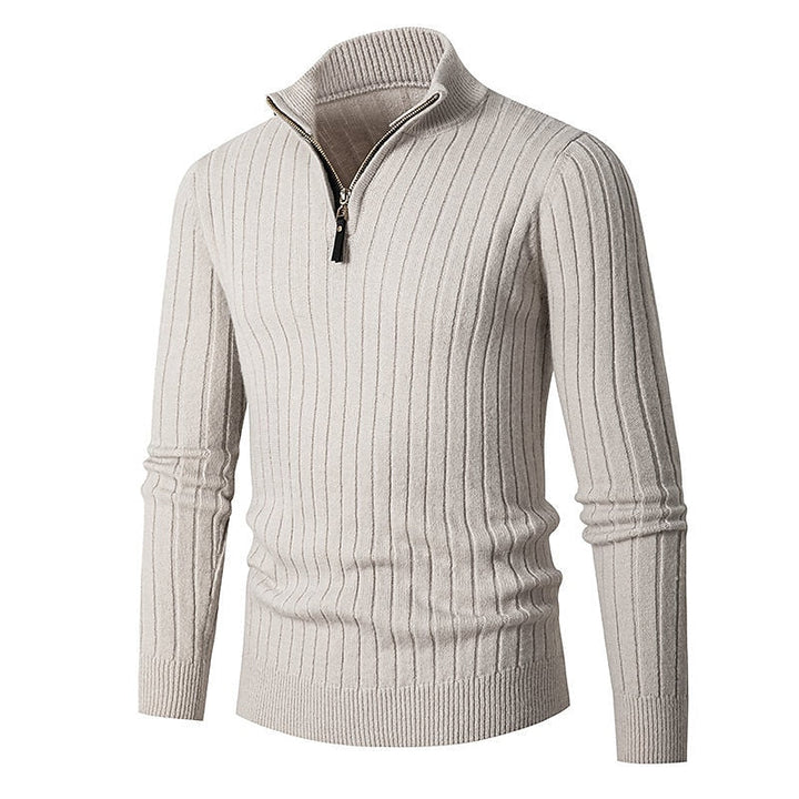 Gavin | Ribbade Kvartzip-Sweater