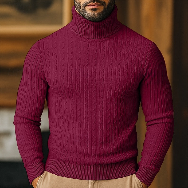 Rupert | Kabelstickad Turtleneck Tröja