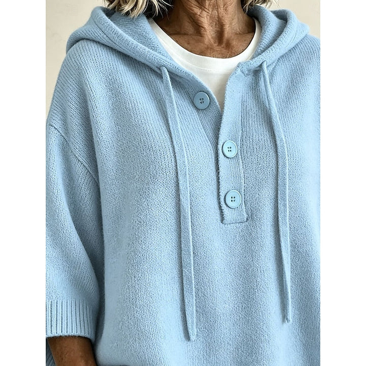 Brooklyn | Avslappnad Hoodie Stickad Tröja