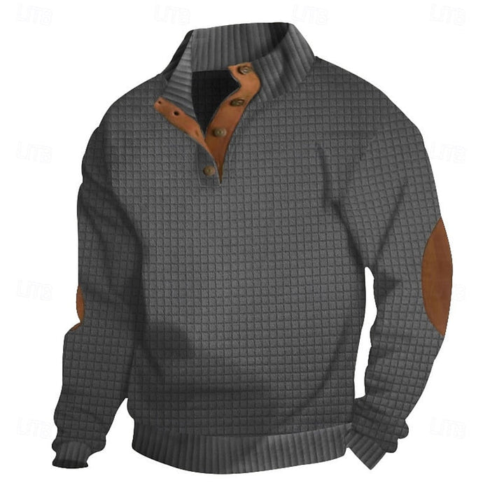 Garrett | Texturerad Pullover med Stående Krage