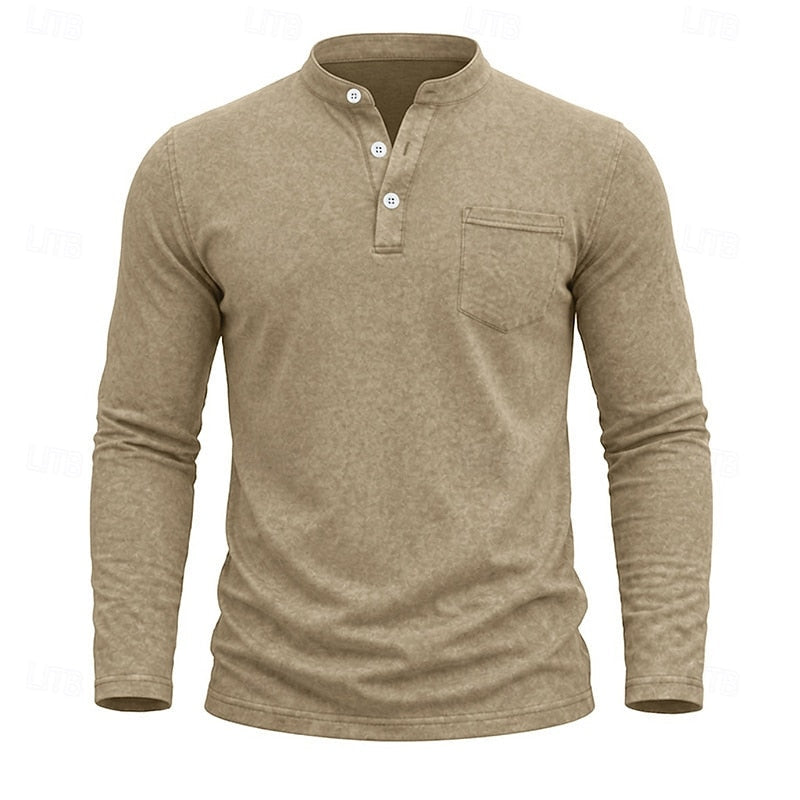 Weston | Klassisk Henley Skjorta med Långa Ärmar