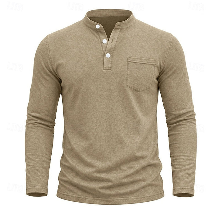 Weston | Klassisk Henley Skjorta med Långa Ärmar