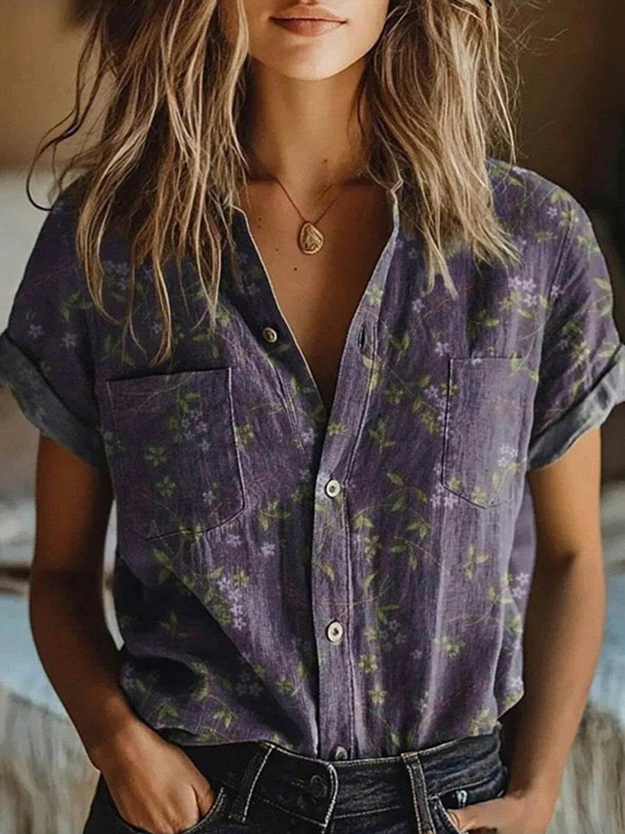 Marion | Blommig Kortärmad Blus