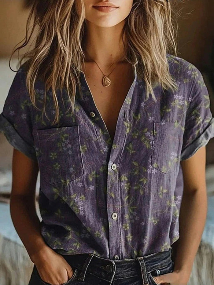 Marion | Blommig Kortärmad Blus